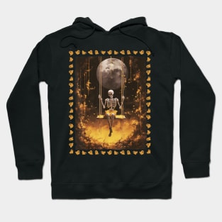 Skeleton On The Swing In The Forest Halloween Gothic Hoodie